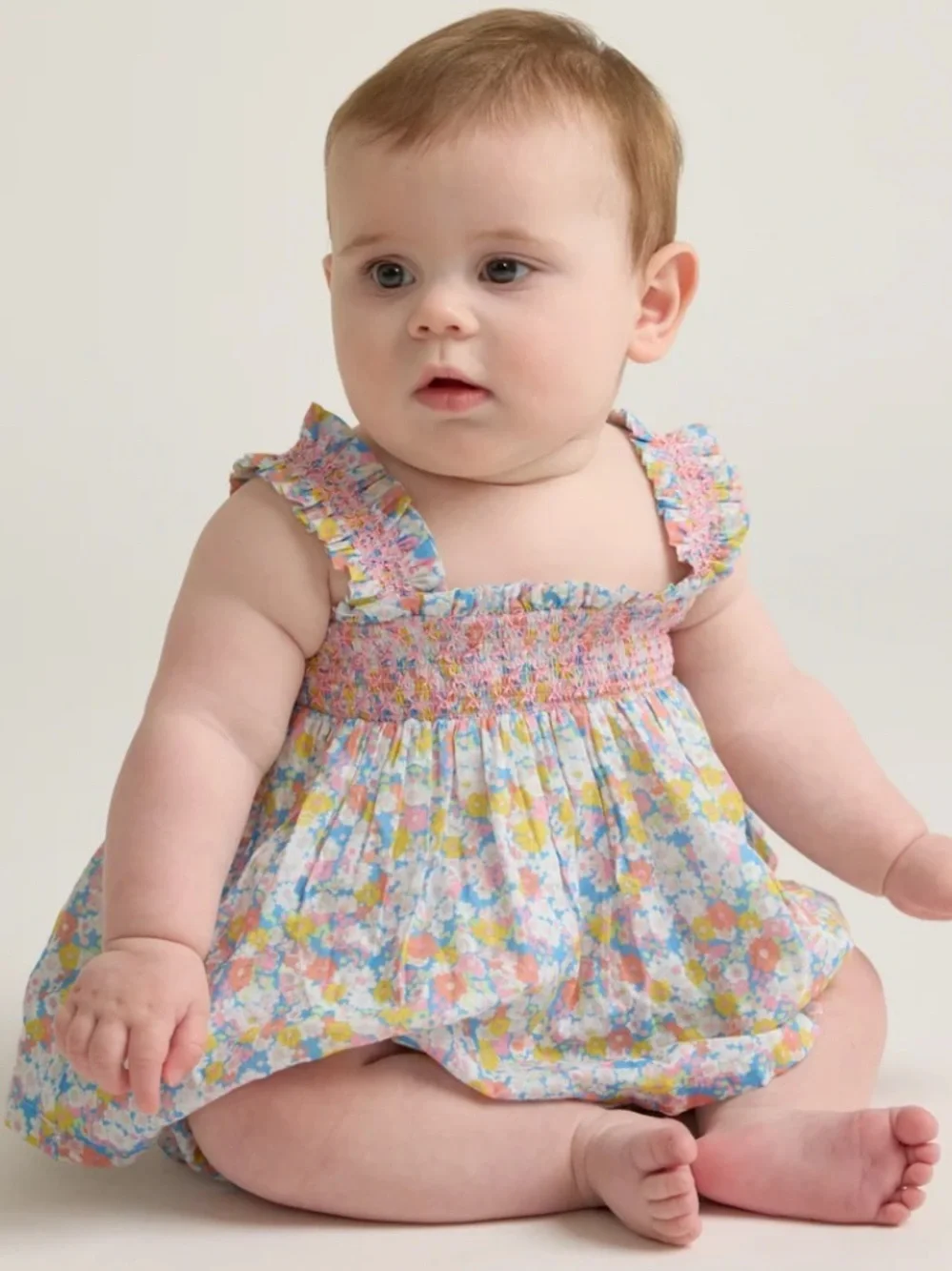 NWT MINNOW Jasmine Blossom Smocked Top + Bloomer Set 12-18M